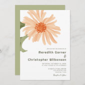 はっきりしたモダン桃フローラ結婚ズ 招待状 (正面/裏面)