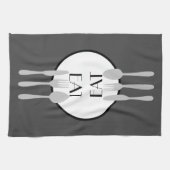 はっきりしたモダン白と灰色のカスタム文字 キッチンタオル (横)