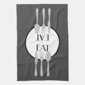 はっきりしたモダン白と灰色のカスタム文字 キッチンタオル (縦)