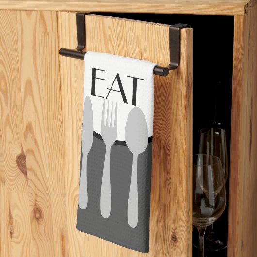 はっきりしたモダン白と灰色のカスタム文字 キッチンタオル (三つ折り)