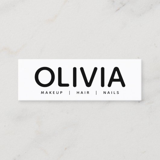 はっきりしたモダン白黒タイポグラフィ名刺 スキニー名刺 (正面)