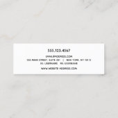 はっきりしたモダン白黒タイポグラフィ名刺 スキニー名刺 (裏面)