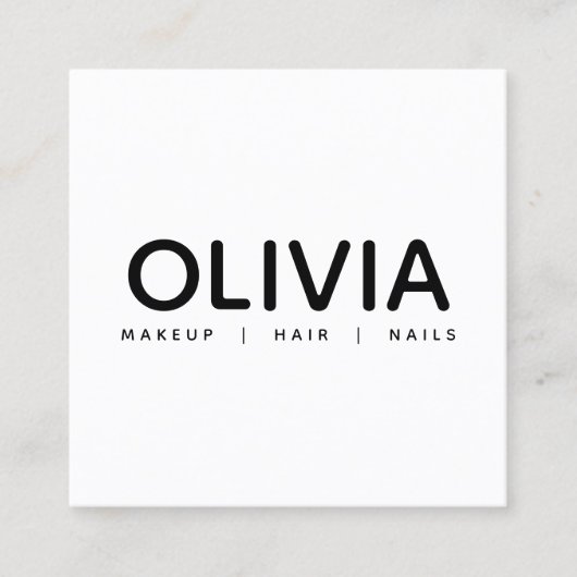 はっきりしたモダン白黒タイポグラフィ名刺 スクエア名刺 (正面)