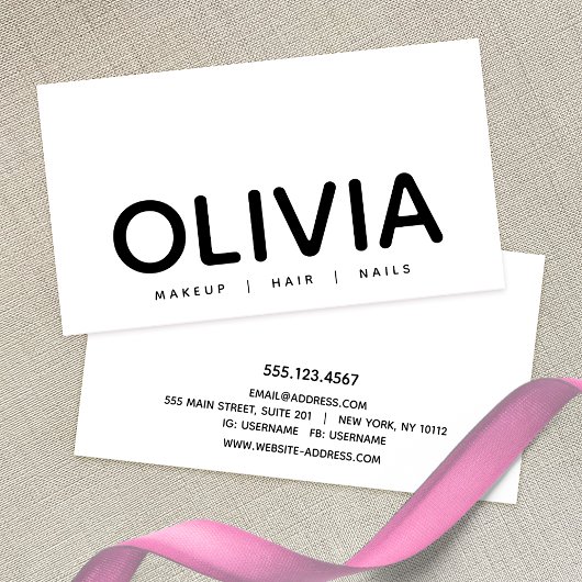 はっきりしたモダン白黒タイポグラフィ 名刺