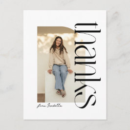 はっきりしたモダン白黒卒業感謝してい前 ポストカード