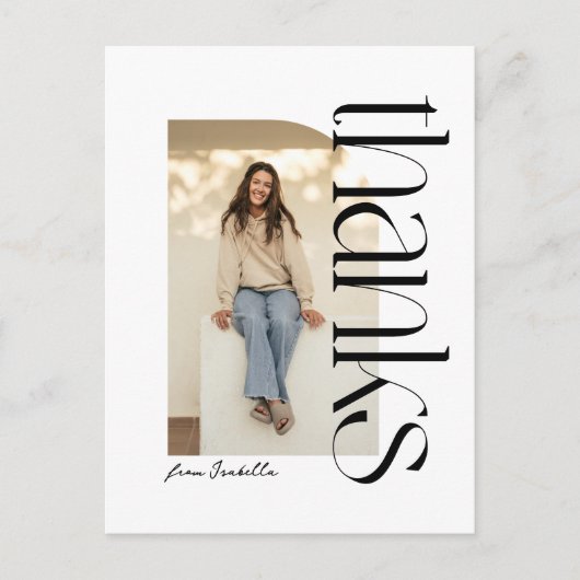 はっきりしたモダン白黒卒業感謝してい前 ポストカード (正面)