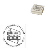 はっきりしたモダン結婚のバナーとラウンド差出人住所 ラバースタンプ (押印)