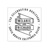 はっきりしたモダン結婚のバナーとラウンド差出人住所 ラバースタンプ (インプリント)