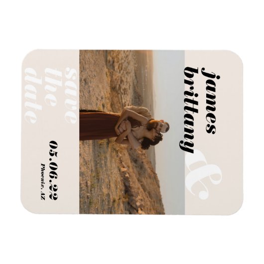 はっきりしたモダン結婚タイポグラフィと写真の救The マグネット (横)