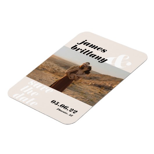 はっきりしたモダン結婚タイポグラフィと写真の救The マグネット (左側)