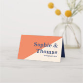 はっきりしたモダン結婚タイポグラフィのアプリコットクリームネイビー プレイスカード (裏面)