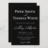 はっきりしたモダン結婚式招待状 |ミニマリスト 招待状 (正面/裏面)