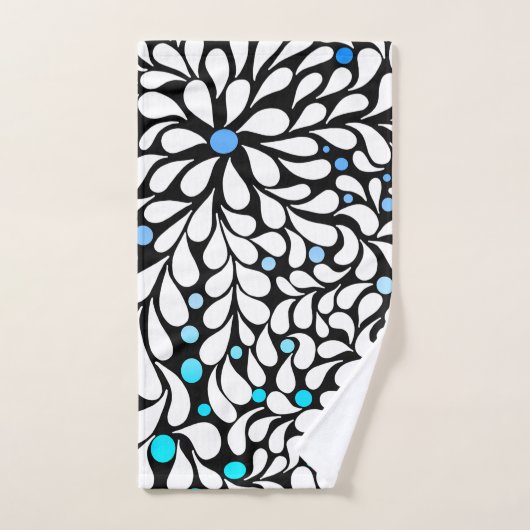 はっきりしたモダン花ティール(緑がかった色)グラデーション バスタオルセット (ハンドタオル)