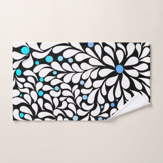 はっきりしたモダン花ティール(緑がかった色)グラデーション バスタオルセット (ハンドタオル)