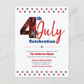 はっきりしたモダン花火7月の第4日アメリカ愛国心 インビテーションポストカード (正面)