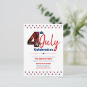 はっきりしたモダン花火7月の第4日アメリカ愛国心 インビテーションポストカード (スタンド正面)