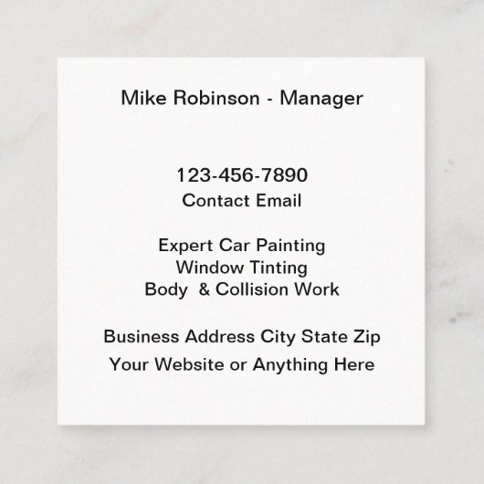 はっきりしたモダン車絵を描便 スクエア名刺 (裏面)