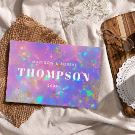 はっきりしたモダン金ゴールドオパールモノグラム結婚ピンク ゲストブック