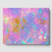 はっきりしたモダン金ゴールドオパールモノグラム結婚ピンク ゲストブック (裏面)