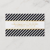 はっきりしたモダン金ゴールドストライプのストリップ白黒 名刺 (裏面)