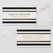 はっきりしたモダン金ゴールドストライプストリップ白黒 名刺 (正面/裏面)