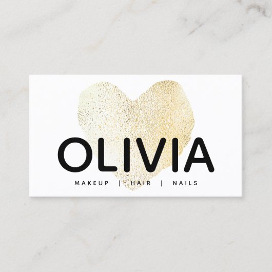 はっきりしたモダン金ゴールドハート 名刺 (正面)