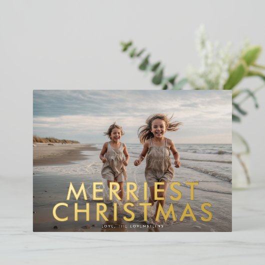 はっきりしたモダン金ゴールド 箔シーズンカード (立ち正面)