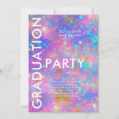 はっきりしたモダン金ゴールドOPAL STONE GRADUATION Party 招待状 (正面)