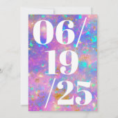 はっきりしたモダン金ゴールドOPAL STONE GRADUATION Party 招待状 (裏面)