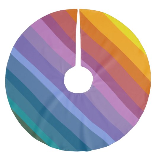 はっきりしたモダン鮮やか抽象芸術ストライプレインボー ブラッシュドポリエステルツリースカート (正面)