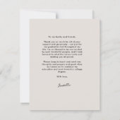 はっきりしたモダン1枚の写真卒業 サンキューカード (裏面)