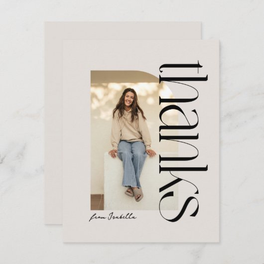 はっきりしたモダン1枚の写真卒業 サンキューカード (正面/裏面)