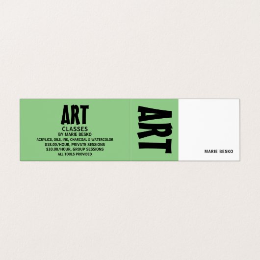 はっきりしたモダン，アート先生，詳細 名刺 (外部フラット)