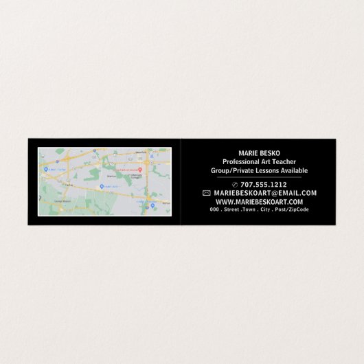 はっきりしたモダン，アート先生，詳細 名刺 (内部フラット)