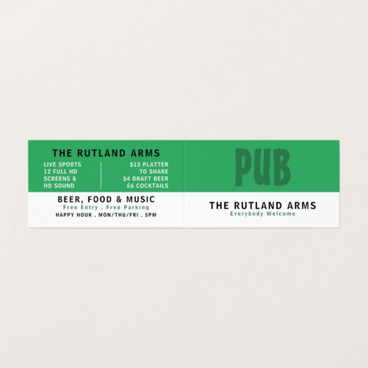 はっきりしたモダン, Pub/Brewery，詳細 名刺 (外部フラット)