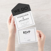 はっきりしたモダンBW 'We Do'結婚s | レイアウトの消去 オールインワン招待状 (貼ってはがせる)