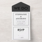 はっきりしたモダンBW 'We Do'結婚s | レイアウトの消去 オールインワン招待状 (内側)
