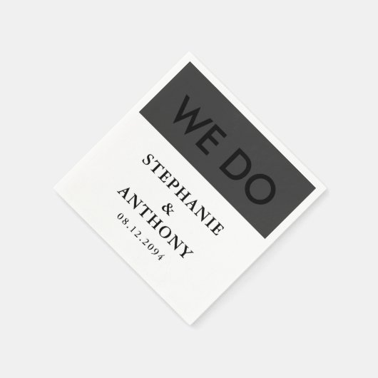 はっきりしたモダンBW 'We Do'結婚s | レイアウトの消去 スタンダードカクテルナプキン (角)