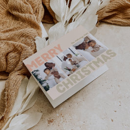 はっきりしたモダンCoral Merry Christmas折り畳み3 Photo シーズンカード