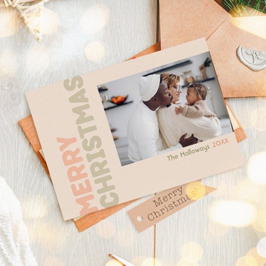 はっきりしたモダンCoral Merry Christmas Four写真 シーズンカード