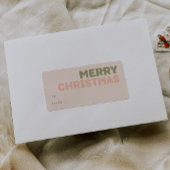 はっきりしたモダンCoral Merry Christmas Rectangular Gift ラベル