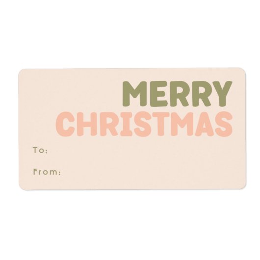 はっきりしたモダンCoral Merry Christmas Rectangular Gift ラベル (正面)