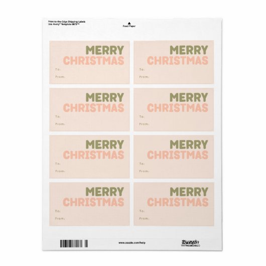 はっきりしたモダンCoral Merry Christmas Rectangular Gift ラベル (フルシート)