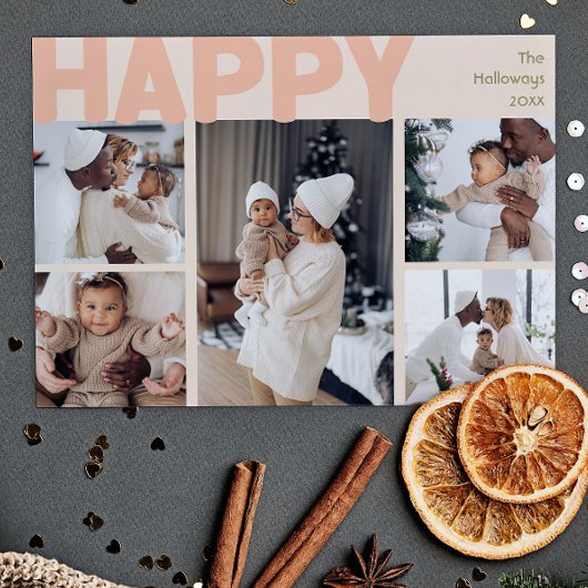 はっきりしたモダンCoral Year In Review 8枚フォトハッピー シーズンカード