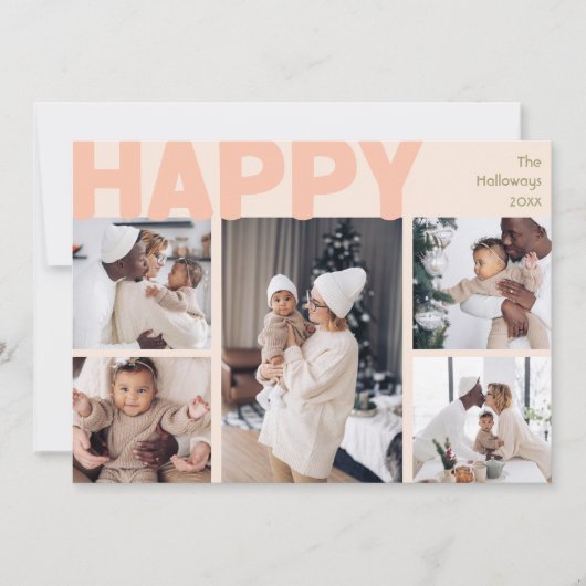 はっきりしたモダンCoral Year In Review 8枚フォトハッピー シーズンカード (正面)