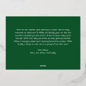 はっきりしたモダンGreen One写真メリーと明るい金ゴールド 箔シーズンカード (裏面)