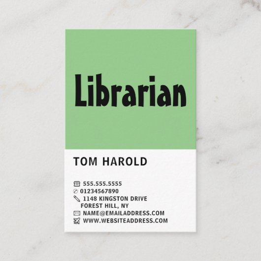 はっきりしたモダンLibrarian 名刺 (正面)