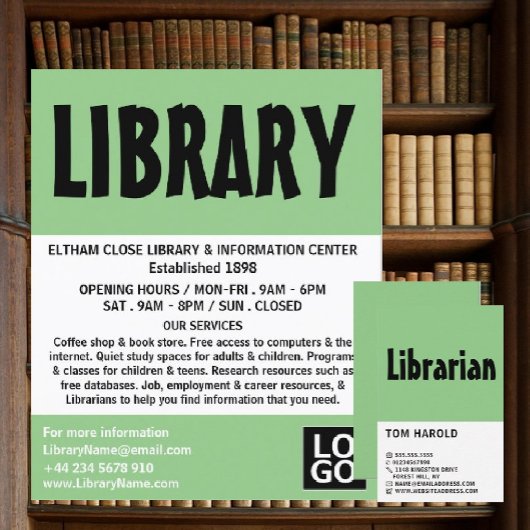 はっきりしたモダンLibrarian 名刺