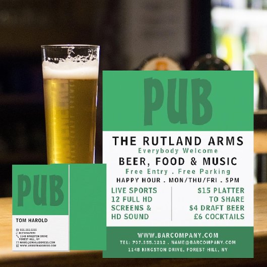 はっきりしたモダンPub/Brewery 名刺