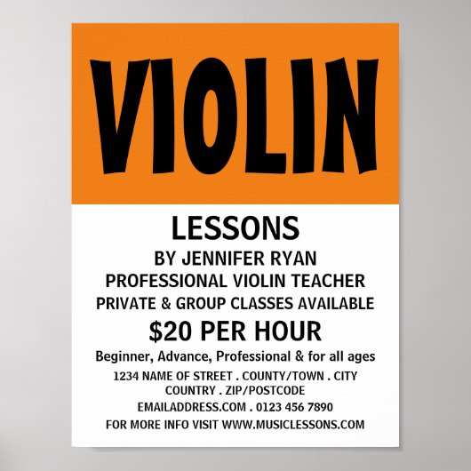 はっきりしたモダンViolin 広告 Lessons ポスター (正面)
